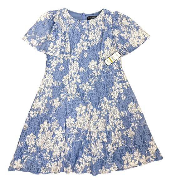 NWT Jessica Howard Floral Feminine Romantic Lace Spring Blue White Dress 14 P - Picture 3 of 6